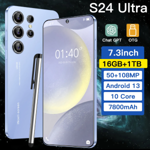 S24 ULTRA Android 5G Smartphone 108MP Rear Camera 2K Resolution 16GB RAM 1TB ROM Face Recognition Unlock Global Spanish LTE