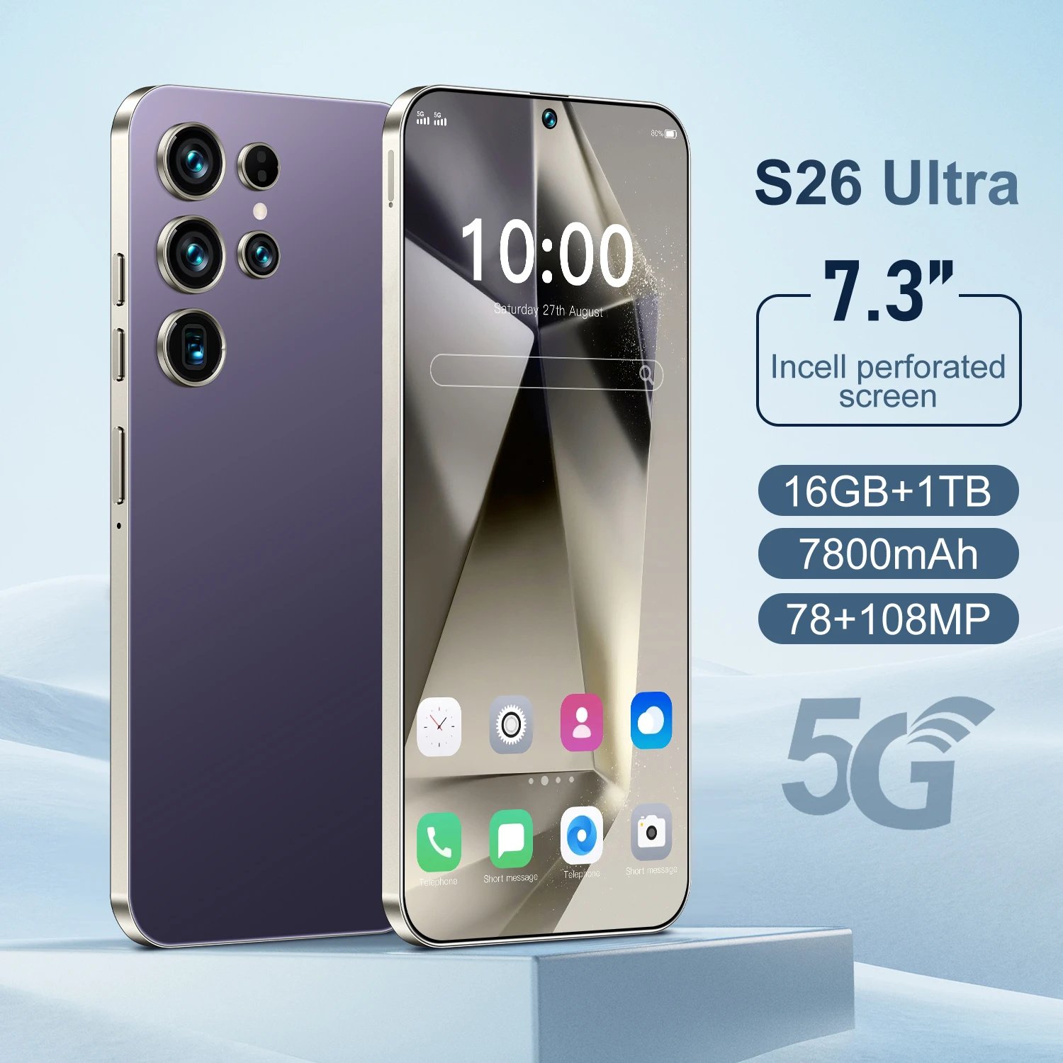 2025 New Original Phones S26 ultra Smartphones 16GB+1TB 5G Dual SIM Cellphone Mobile Phone Face Unlock Android 14 5G Phone